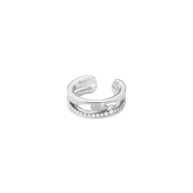 【Georg Jensen 喬治傑生】FUSION 耳扣 單支(18K白金 鑽石)
