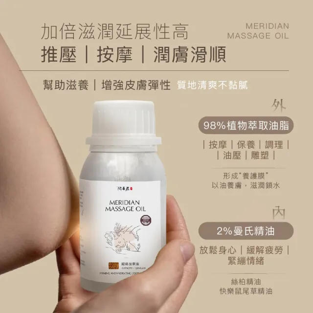 【阿皂屋】經絡按摩油120ml(全身滑順 輕鬆好推勻 植萃呵護)