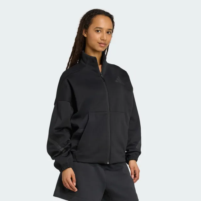 【adidas 愛迪達】外套 女 運動立領外套 W Z.N.E. TT 黑 JW7778(S3131)