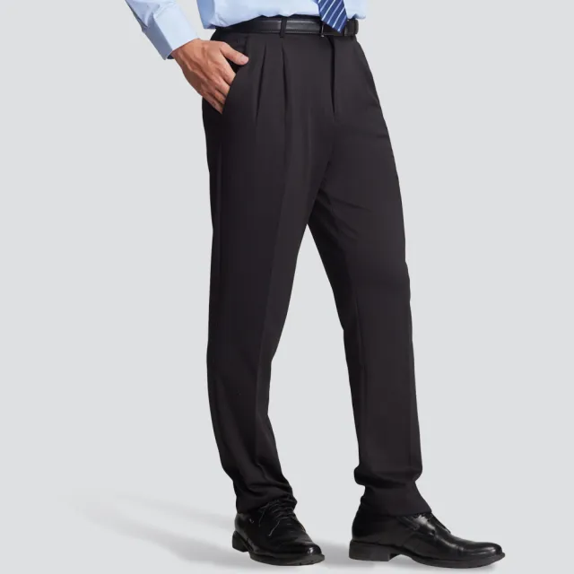 【Emilio Valentino 范倫提諾】特級彈性打摺西裝褲(黑)