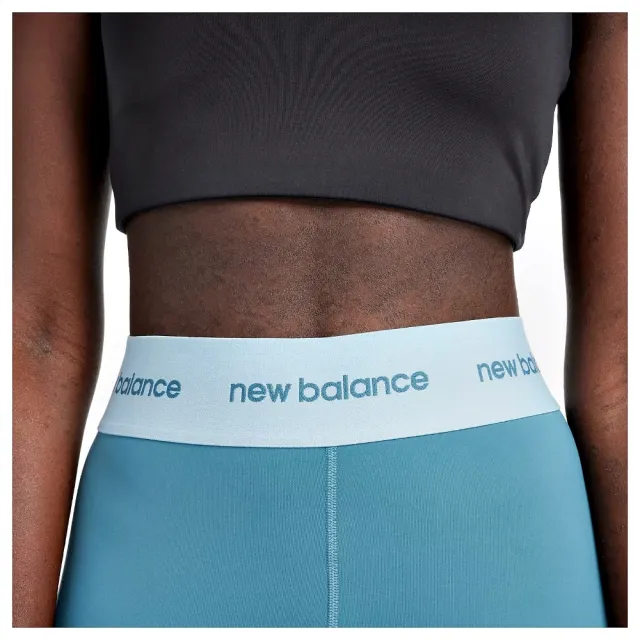 【NEW BALANCE】NB 緊身長褲 女款 運動褲 慢跑 高腰 高強度 美規 藍 WP41177TEI