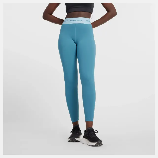 【NEW BALANCE】NB 緊身長褲 女款 運動褲 慢跑 高腰 高強度 美規 藍 WP41177TEI