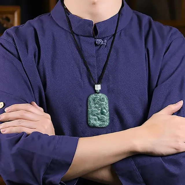 【Penny 珮妮】老料A貨翡翠藍水龍牌九龍護主吊墜項鍊(母親節 父親節 情人節 生日 尾牙 結婚 新年 交換禮物)