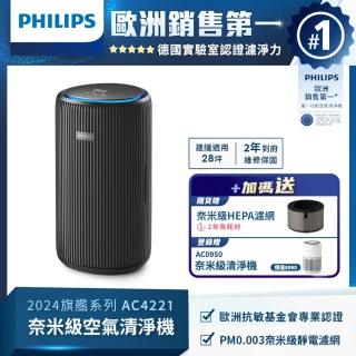 【Philips 飛利浦】買大送小組★奈米級空氣清淨機★適用28坪(AC4221/81)