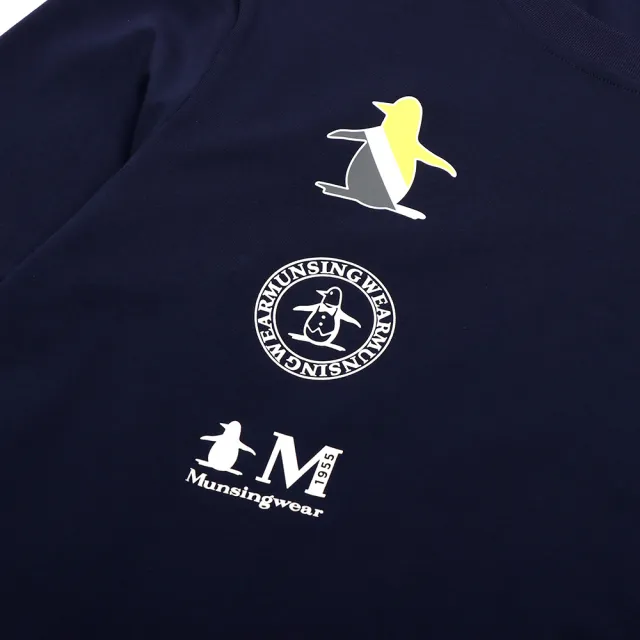 【Munsingwear】企鵝牌 網路獨家 男款藏青色 企鵝總動員圖案設計長袖T恤 MGWL2804