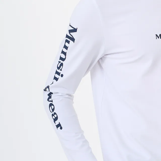 【Munsingwear】企鵝牌 網路獨家 男款白色美式休閒大字印花長袖T恤 MGWL2805