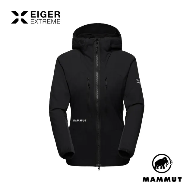 【Mammut 長毛象】Eiger Nordwand IN FlexAir Hooded 極限艾格防潑透氣保暖連帽外套 黑色 女款 #1013-04020