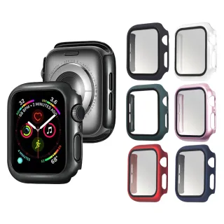 【RedMoon】Apple Watch S11/10/9/8/7 9H鋼化玻璃+PC全包覆雙料防摔保護殼 41/42/45/46mm(Series11/S10/9)