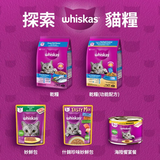 【Whiskas 偉嘉】貓乾糧 1.1kg/1.2kg 寵物/貓飼料/貓食