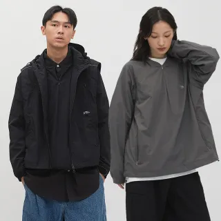 【plain-me】男女款 抗撕裂半開襟隱形拉鍊上衣 PLN0068-251(長袖上衣 長T 落肩 寬鬆 抽繩 反光)