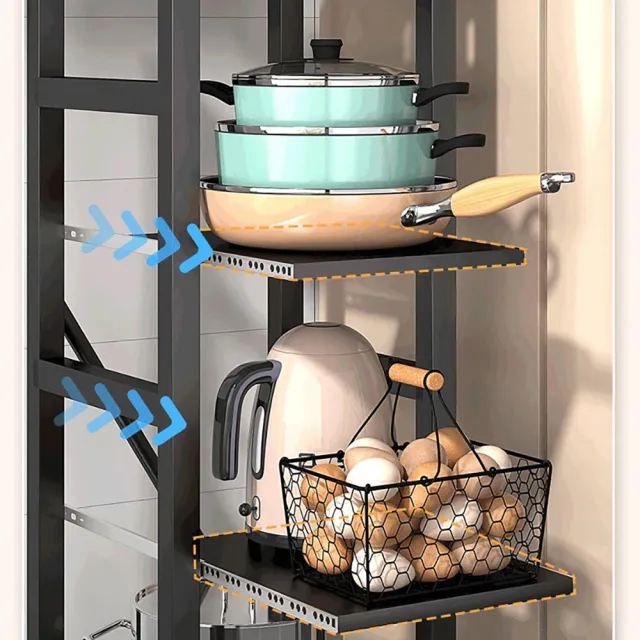 【Easy buy 居家生活】五層可調整抽拉架-55CM寬(廚房收納架 層架 置物架 展示架 電器架 收納架 隙縫架)
