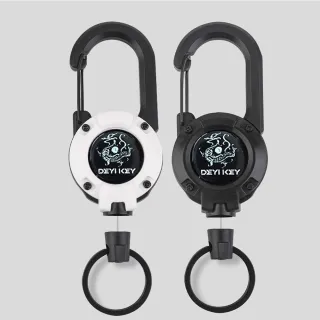 【寶盒百貨】2入防丟易拉伸縮扣 鋼絲繩 復古伸縮拉繩(證件卡套識別證拉繩 戶外露營登山背包扣)