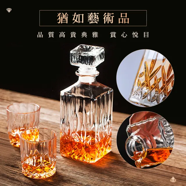 威士忌醒酒器 洋酒玻璃瓶 威士忌酒瓶組 威士忌酒瓶 玻璃酒杯 白酒藥酒酒樽 威士忌玻璃杯(190-WG16)