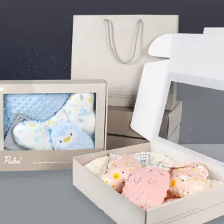 【PUKU 藍色企鵝】星月暖暖樂豆 新生彌月 禮盒(台灣製樂豆毯+樂豆枕+樂豆玩偶)