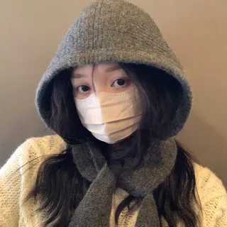 【The rare】巴拉克拉法帽 綁帶護耳毛線帽 針織連帽圍脖一體保暖帽 秋冬冷帽