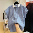 【初色】復古棉麻輕薄透氣翻領短袖襯衫-9款任選-13677(M-4XL可選)