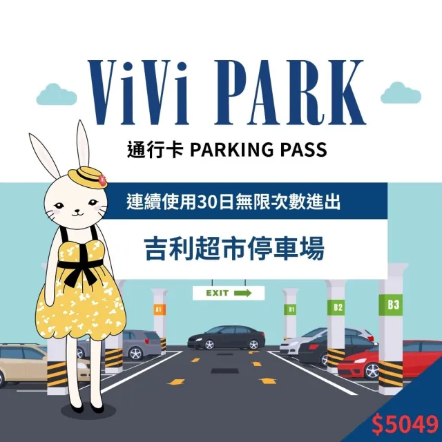 【ViVi PARK 停車場】台北市北投區吉利超市場連續30日★無限次數進出停車★通行卡