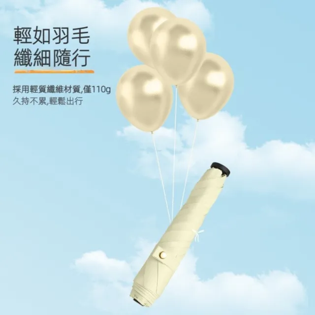 【TWBUY 台灣好購】110g極輕碳纖輕量羽毛傘(超輕量傘 晴雨傘 遮陽傘 摺疊傘 迷你傘 防曬傘)