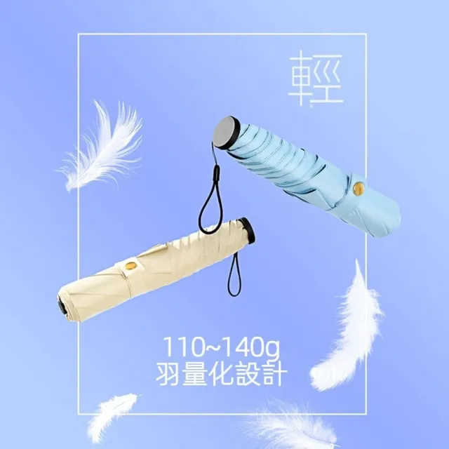 【TWBUY 台灣好購】110g極輕碳纖輕量羽毛傘(超輕量傘 晴雨傘 遮陽傘 摺疊傘 迷你傘 防曬傘)