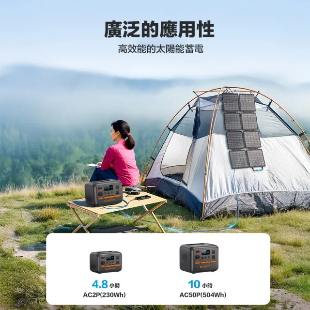 【BLUETTI】AC50P 700W 戶外移動電源+60W太陽能板套組(移動電源 戶外電池 露營 車宿 行動電源 UPS)