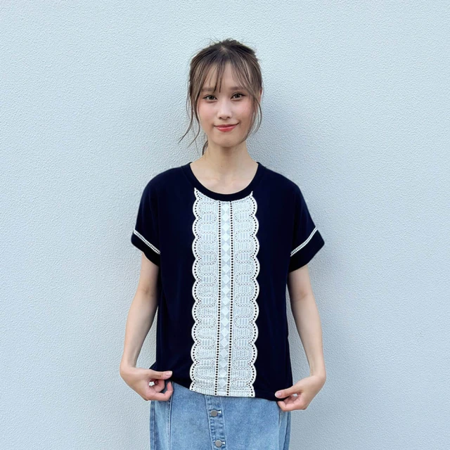 【Hana Mokuba】花木馬日系女裝圖騰圓領兩側開岔上衣(T恤)
