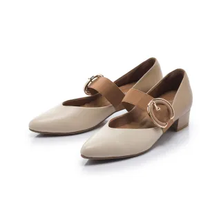 【FAIR LADY】芯太軟 腰帶裝飾瑪莉珍中跟鞋(米/602370 女鞋)