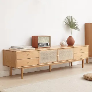 【hoi! 好好生活】源氏木語覓藤橡木實木四抽雙門1.5M電視櫃 Y49N03