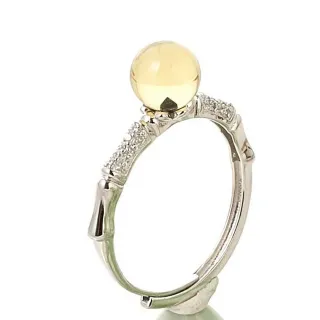 【勝弘珠寶】多明尼加淨水藍珀竹節戒指-7MM(藍珀戒指)