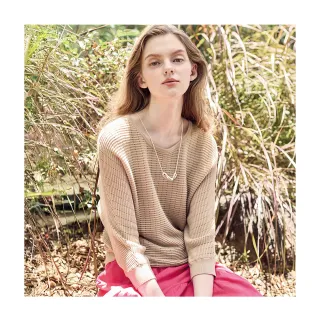 【en-suey 銀穗】特殊織紋落肩連袖線衫-女