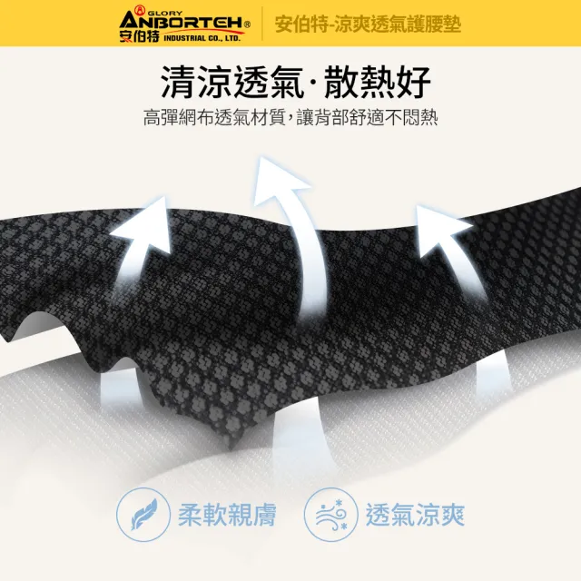 【ANBORTEH 安伯特】涼爽透氣護腰墊-快(車用護腰墊 車用靠墊 車用腰枕 車用靠腰墊 汽車靠墊)