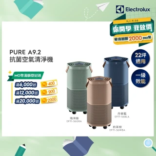 【Electrolux 伊萊克斯】高效能抗菌空氣清淨機 EP71-56BLA 56GRA 56WBA(Pure A9.2 三色任選 22坪內適用)