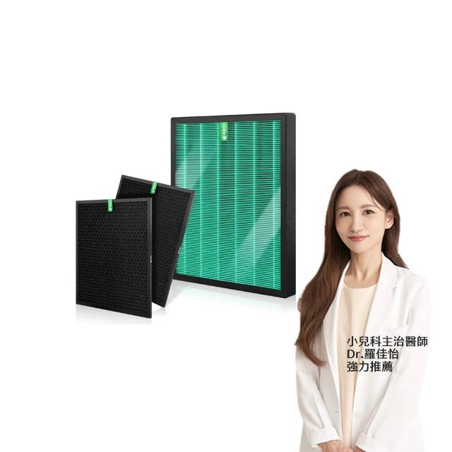 【綠綠好日】適用 COWAY AP 1516D 大孔劉 綠淨力立式 清淨機 抗菌HEPA濾芯/濾網(顆粒碳濾網2入)