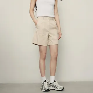 【GIORDANO 佐丹奴】韓系選品 女裝通勤純棉壓褶中腰休閒短褲(多色任選)