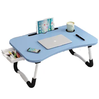 【居然好日子】床上摺疊電腦桌 懶人書桌 小桌子 宿舍必備 多功能桌子 AAA7063(附抽屜杯托手機卡槽)