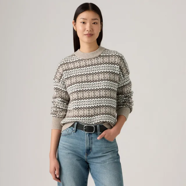 【LEVIS】女款 羊毛針織衫 針織毛衣 蘇格蘭圖騰 女生上衣 熱賣單品 0037V-0000