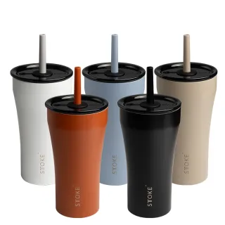 【STTOKE】精品陶瓷吸管保溫杯 20oz/580ml(陶瓷塗層/5色任選/可拆式防側漏吸管)