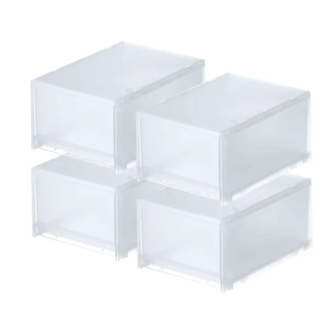 【MUJI 無印良品】PP盒/深型/正反疊/5S 整體：約寬26×37×高17.5cm　內寸：約寬22×深33.5×高1(4入組)