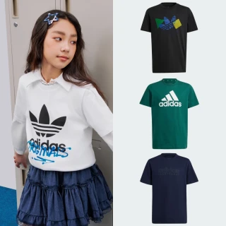【adidas 愛迪達】精選兒童休閒運動短袖上衣 T恤 大童款 童裝 男童/女童(多款任選)
