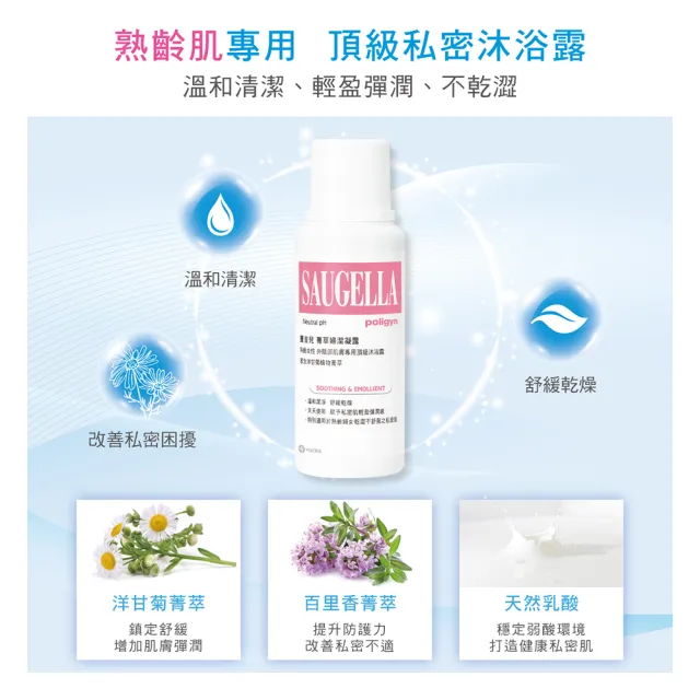 【SAUGELLA 賽吉兒】菁萃婦潔凝露二入組250mlX2(逆齡型/黃金女郎型)