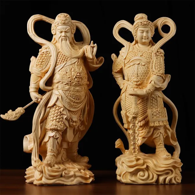 【KT DADA】韋陀佛像 崖柏木 雕刻 木雕 左右護法 供奉佛堂擺設 佛像擺件 關公珈藍