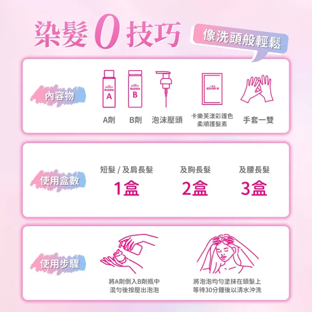 【美吾髮】卡樂芙 全新升級泡沫染髮劑50g+50g_2入組(多色任選/甜點系髮色無阿摩尼亞/無PPD/泡泡染/美吾髮)