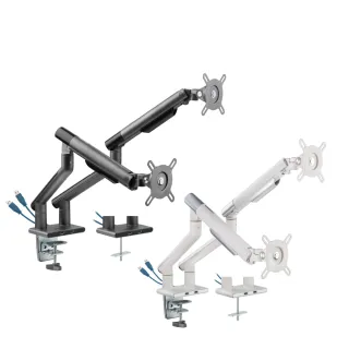 【Happytech】T90-C02U 鋁合金雙螢幕手臂支架 17-32吋 夾鎖桌2用 2-9KG適用 內建USB3.0(懸浮螢幕架)