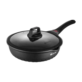 【Queen Chef】英國製 礦岩鑄造鈦合金大理石不沾鍋(32cm 深煎鍋平底鍋 IH適用)