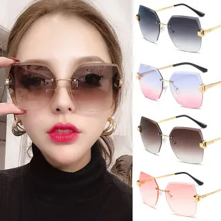 【Seoul Show 首爾秀】無框水晶切邊鑲鑽太陽眼鏡UV400墨鏡 9027(防曬遮陽)