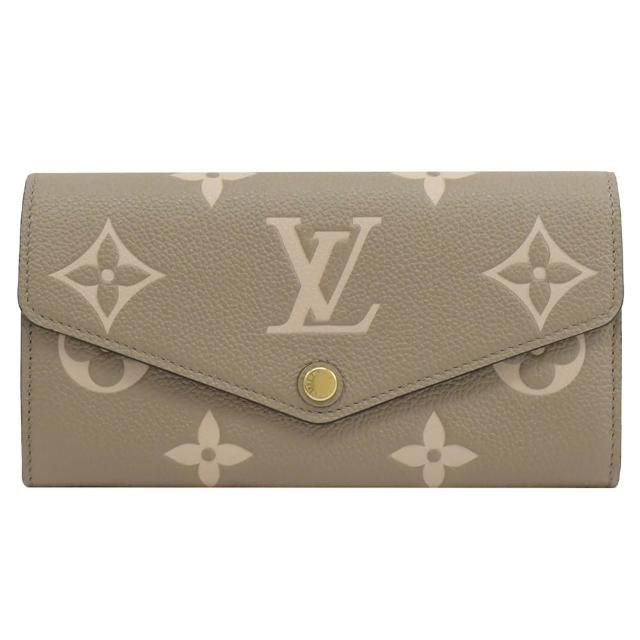 【Louis Vuitton 路易威登】LV M81049 SARAH 經典印花壓紋牛皮信封釦式發財零錢長夾(現貨)