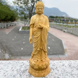 【LEESA】阿彌陀佛像\木雕藝術\禮佛供奉\西方三聖像\供奉擺設\佛堂靜修\崖柏雕刻佛像\佛堂裝飾用品