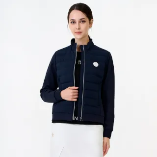 【Munsingwear】企鵝牌 女款藏青色簡約異材質剪接輕羽絨外套 MLWL6602