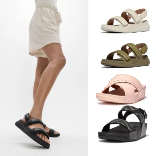 【FitFlop】F-MODE GO 可調式厚底後帶涼鞋/亮片/皮革涼鞋-女(多色)