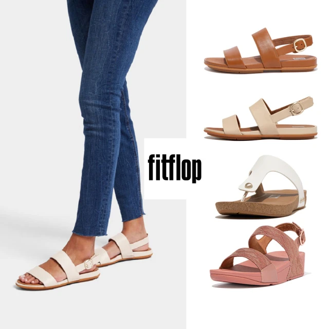 【FitFlop】皮革舒適夾腳/扣環/金屬亮粉後帶涼鞋-女(多款)