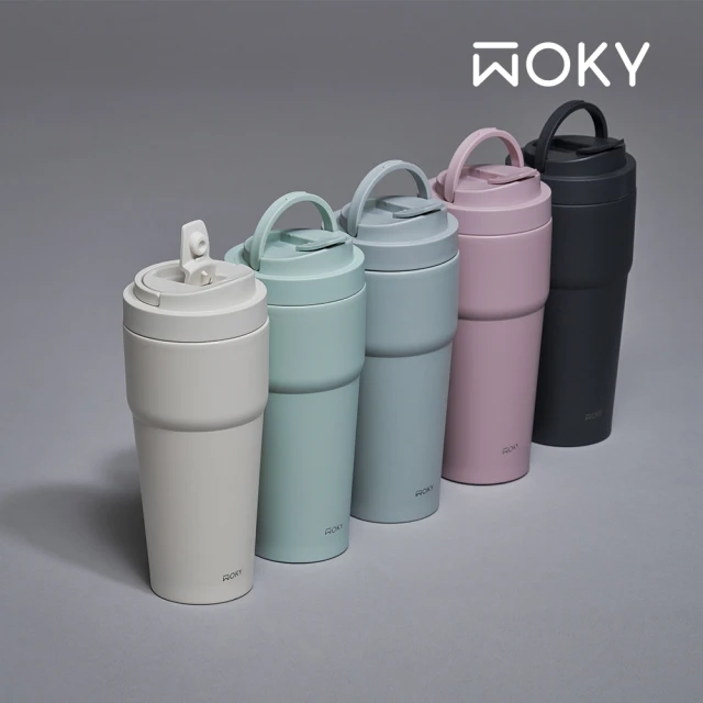 【WOKY 沃廚】買1送1_二代渾圓杯 雙層陶瓷款750ml-附矽膠粗吸管(隨行杯/吸管杯/保溫杯瓶/保冰杯瓶/水壺)